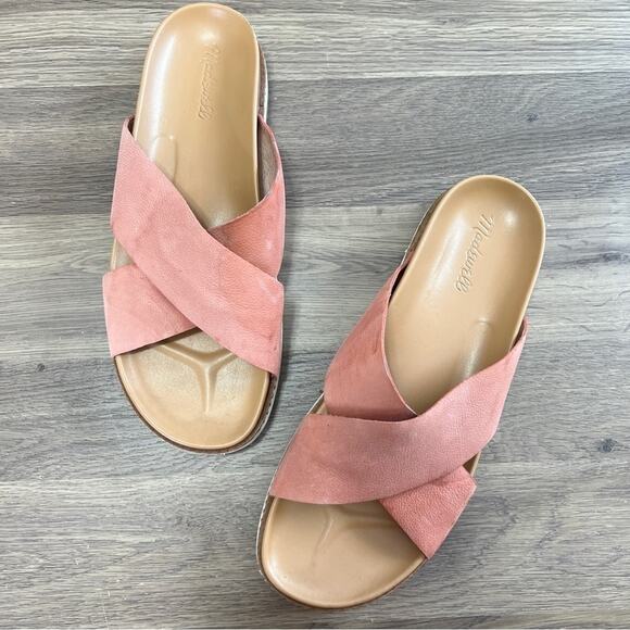 Madewell Leather 2 strap Sandals pink cross platform Size 10 - Picture 1 of 8